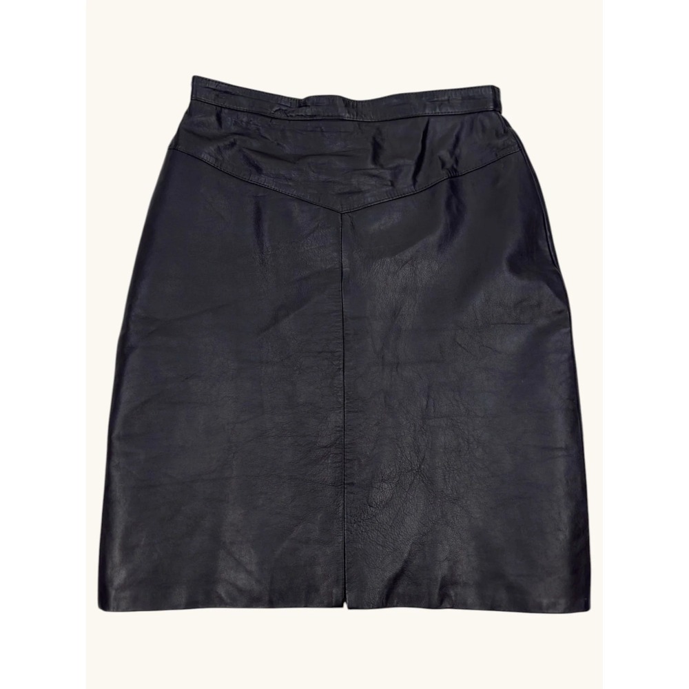 Outerbound by HMS Vintage Black Leather Pencil Skirt V-Yoke Size 11/12